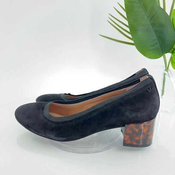 Vionic Womens Natalie Pump Size 8 Black Suede Tortoise Shell Heel Dress Shoe - Picture 6 of 16